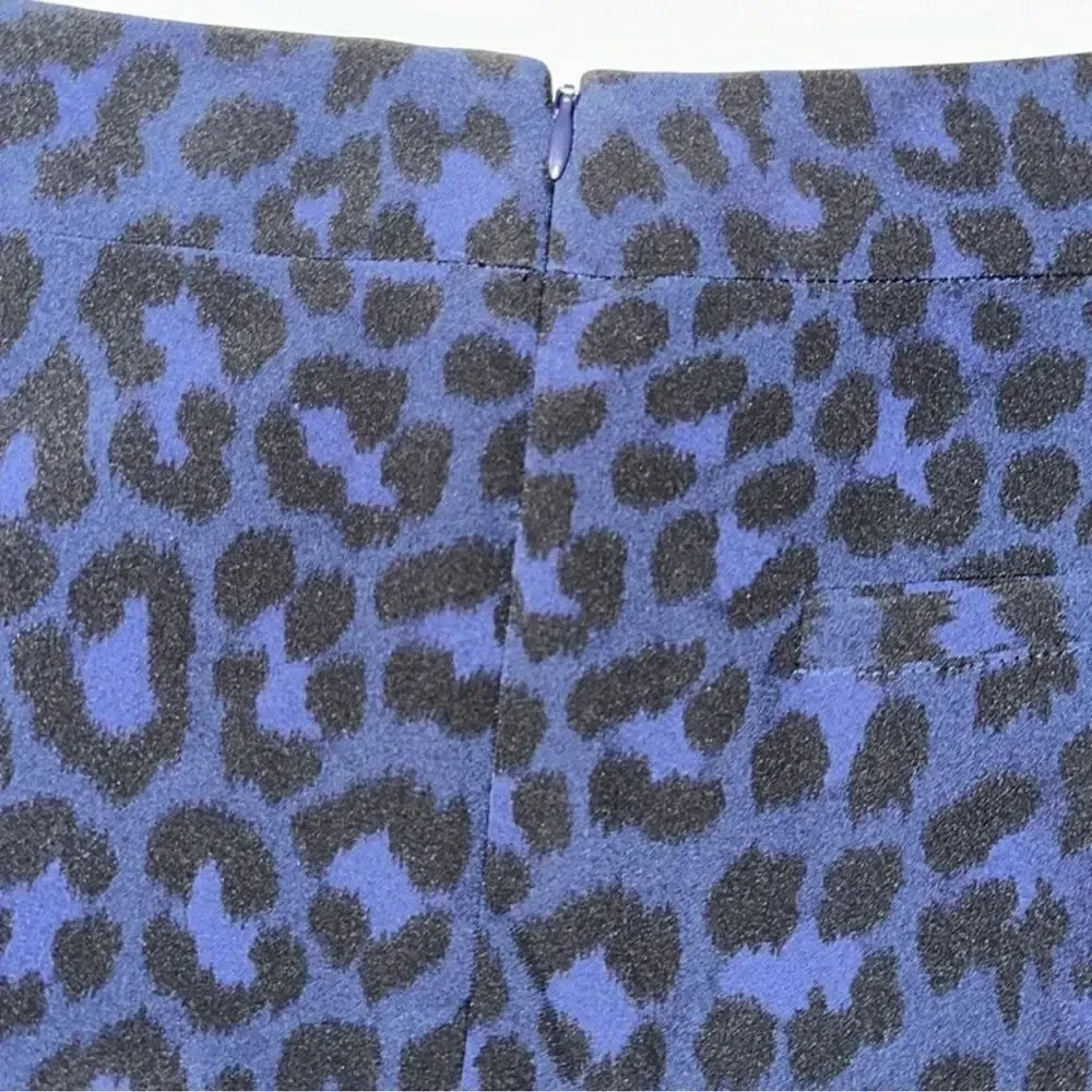 kate spade 16 Wild Ones Navy Blue Black Leopard Print Ankle Cropped Slacks